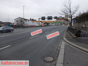Fahrbahn-Route Europastern richtung Zentrum | Radfahrerzone.de